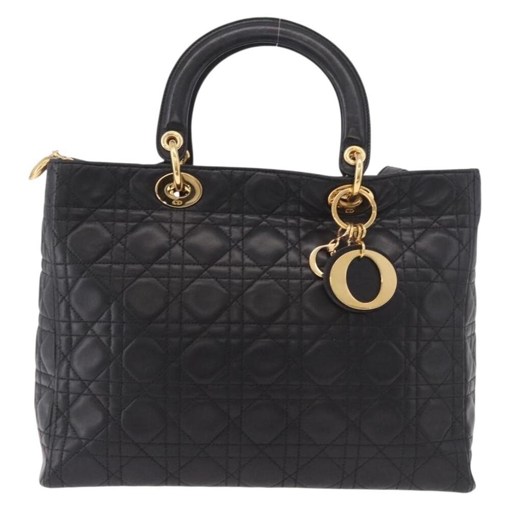 Dior Lady Dior Handbag Black Lambskin Leather